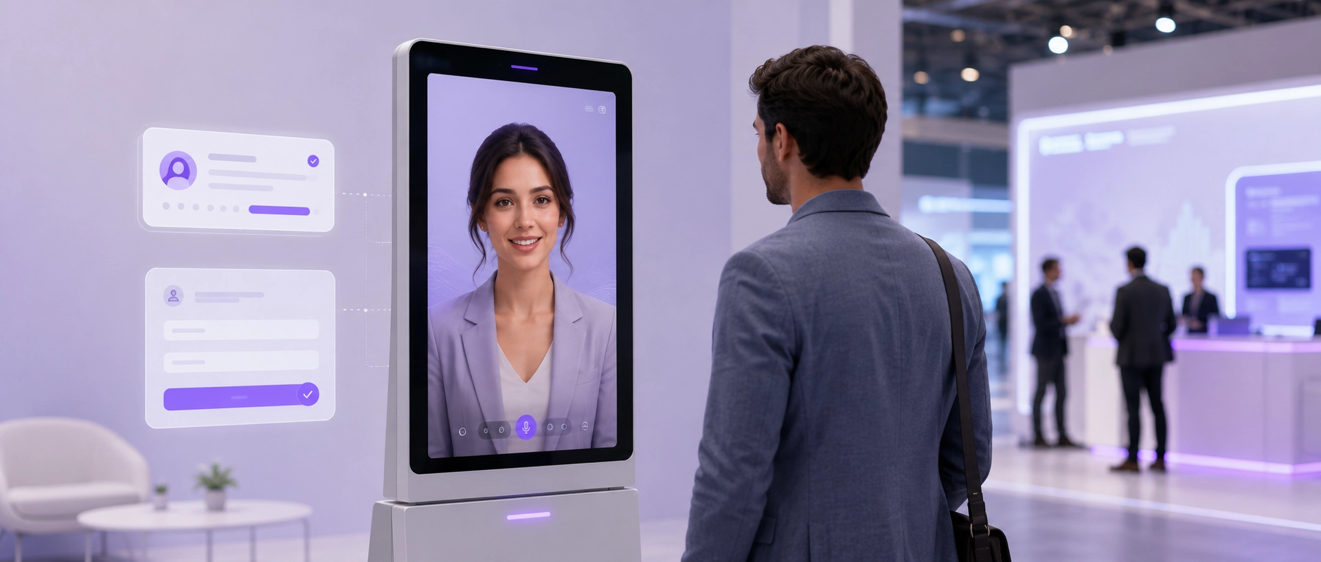 Avatar greeting visitors at an exhibition booth